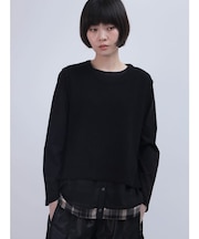 ニットベスト×チェックレイヤードPOセット