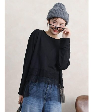 チュール＆レースドッキングTシャツ