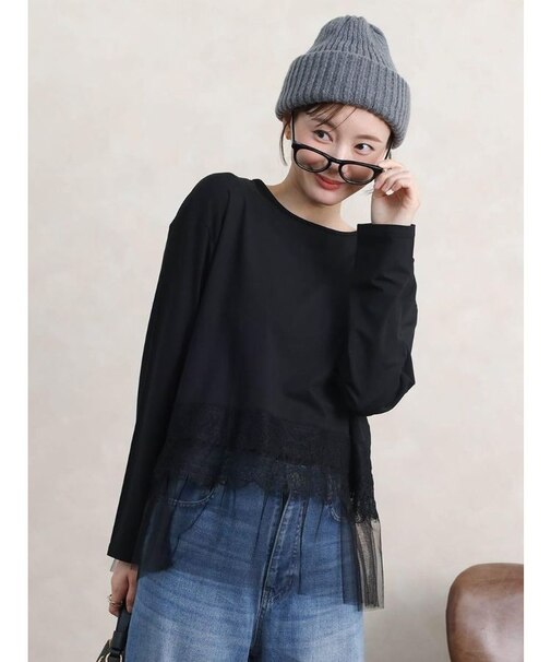 チュール＆レースドッキングTシャツ