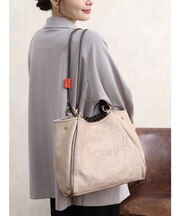 【WEB限定カラーあり】“Cheerful”スエードタッチ2wayハンドルトート