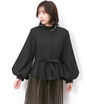 リボンベルトバルーンスリーブジャケット