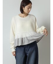 畦編みヘムフリルカットソー