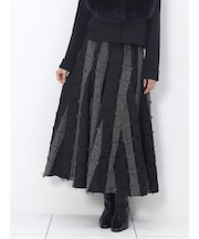 チェックツイードフリンジフレアスカート