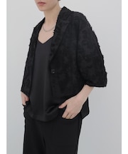 フラワージャガードランタンスリーブジャケット