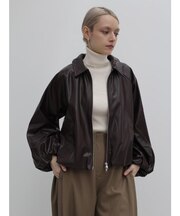 ボリュームスリーブレザーライクブルゾン