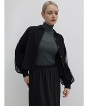 チュールスリーブクロップドシャツ