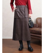 フェイクスエード&リブナロースカート