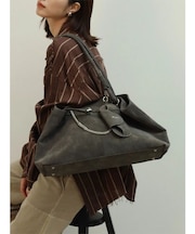 グラスホルダー付きスエードライクトートバッグ(Black,Gray)