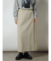 配色ステッチサイドジップスウェットスカート