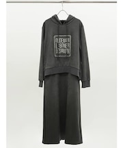 フロントロゴ切替スウェットワンピース