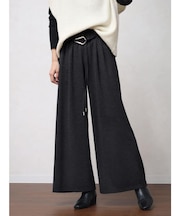 メタルベルト付きワイドパンツ