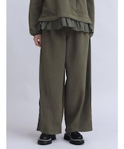 フリース×スウェットサイドラインワイドパンツ