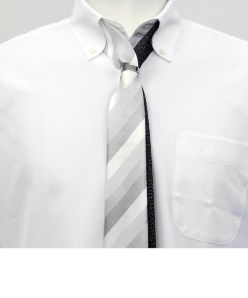 ツイン ナロータイ 大剣幅6cm シルバー・黒系 リング付・ラメ入り