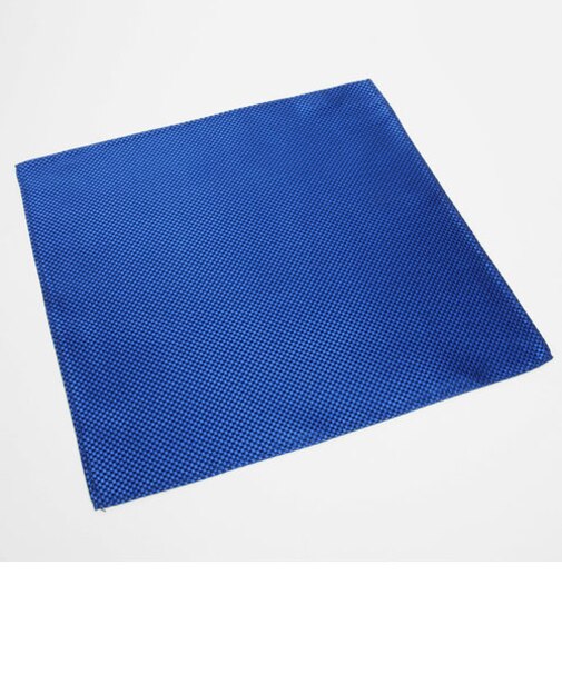 ポケットチーフ / ビジネス / フォーマル / 絹100% ブルー バスケット織柄
