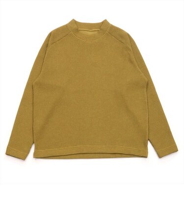 マスタード系 ベーシック クルーネックニット