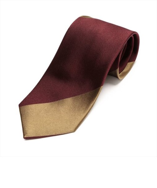 ベーシック 絹100%ネクタイ エンジ系 ストライプ柄