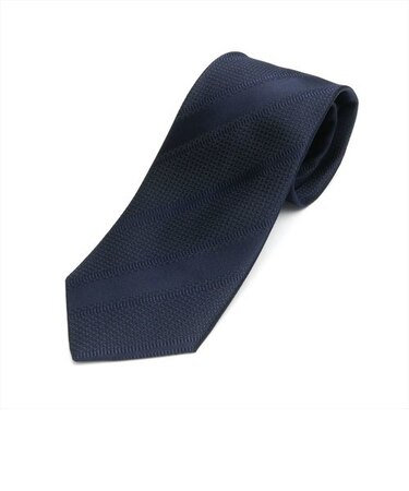 【日本製】ふじやま織 絹100% ネクタイ ネイビー系 無地柄