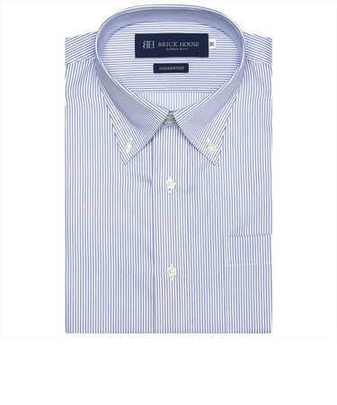 形態安定 ドゥエボットーニ ボタンダウンカラー 綿100% 半袖ワイシャツ