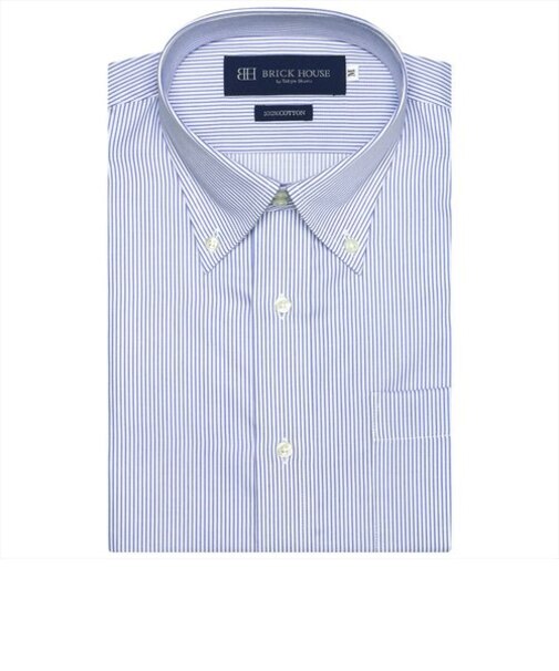 形態安定 ドゥエボットーニ ボタンダウンカラー 綿100% 半袖ワイシャツ