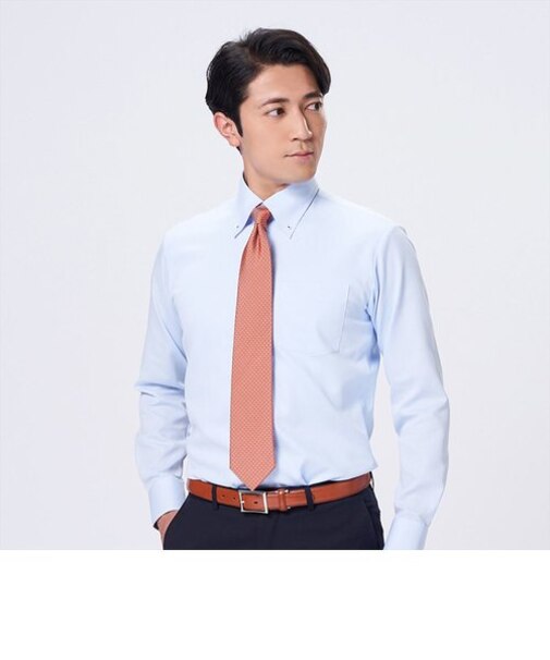 【Layered Cool】 形態安定 ボタンダウン 長袖インナー付きワイシャツ