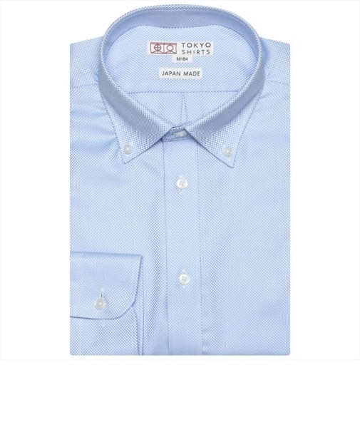 【国産しゃれシャツ】 ボタンダウン 長袖 形態安定 綿100% バスケット織り