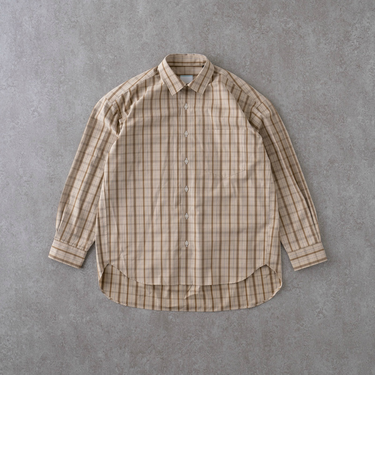 リラックスバックプリーツシャツ＜ベージュチェック＞