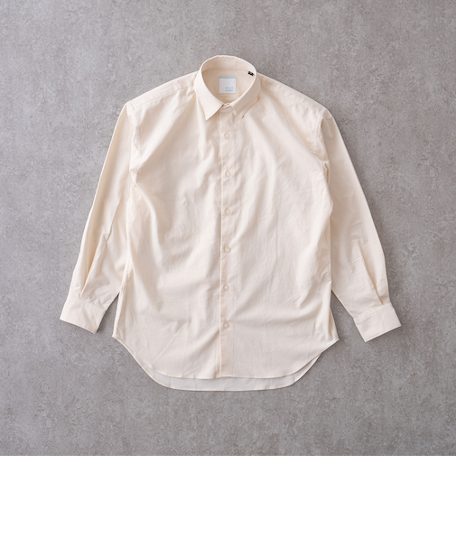 コーデュロイ リラックスワイドカラーヨークシャツ<ベージュ>