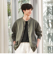 【Pitta Re:)】 ニット メッシュカーディガン オリーブ メンズ