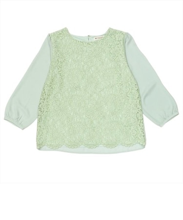 前身レースブラウス 七分袖 ミントグリーン レディース