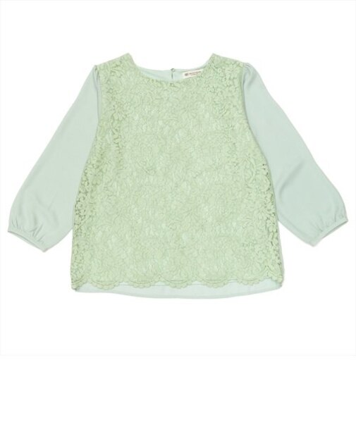前身レースブラウス 七分袖 ミントグリーン レディース
