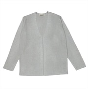 ラメミドル丈 トッパーカーディガン シルバーグレー レディース