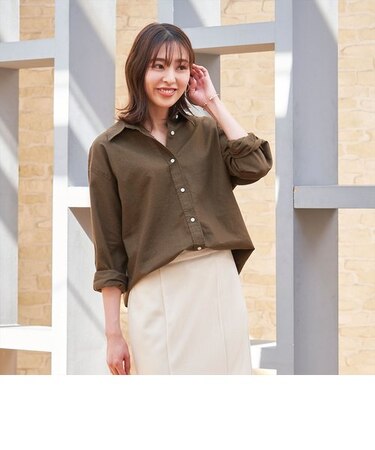 綿麻ゆるシルエット 長袖シャツ レディースカジュアル