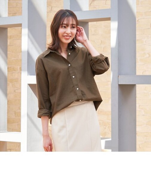綿麻ゆるシルエット 長袖シャツ レディースカジュアル