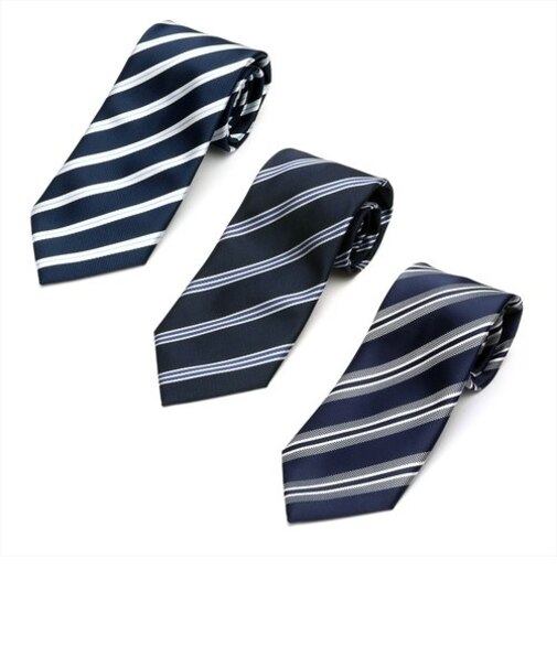 ベーシックネクタイ 3本セット ネイビー ビジネス フォーマル