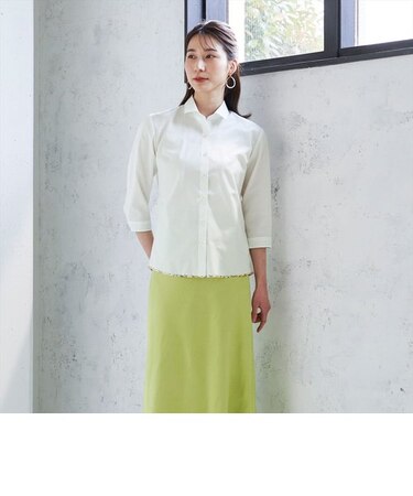形態安定 ワイド 七分袖 レディースシャツ