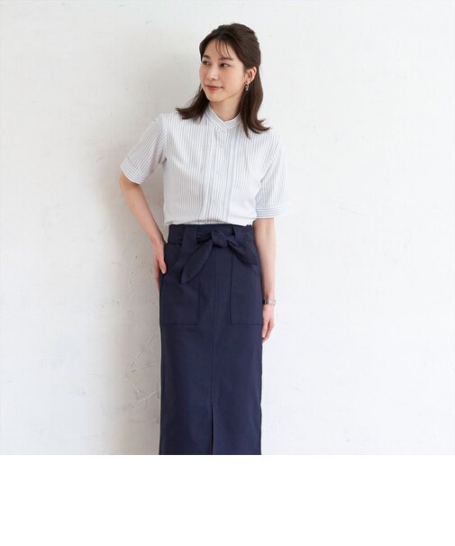 【デザイン】 COFREX スタンドピンタック 五分袖 レディースシャツ