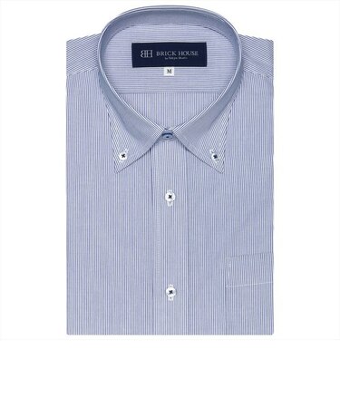 形態安定 ボタンダウンカラー 半袖ワイシャツ