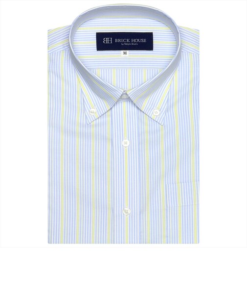 形態安定 ボタンダウンカラー 半袖ワイシャツ