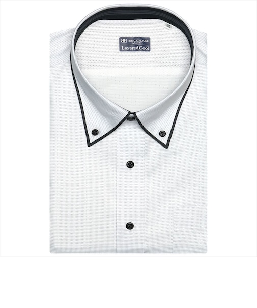 【Layered Cool・大きいサイズ】 形態安定  ボタンダウンカラー 半袖ワイシャツ