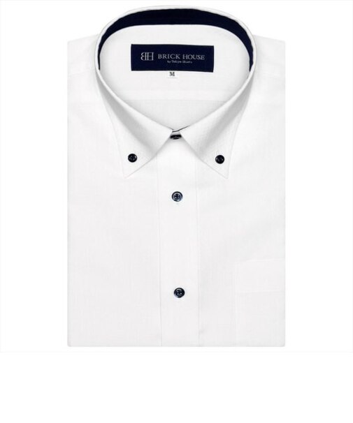 【透け防止】 形態安定 ボタンダウンカラー 半袖ワイシャツ