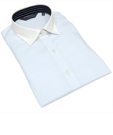 形態安定 ワイド衿 綿100% 七分袖 レディースシャツ