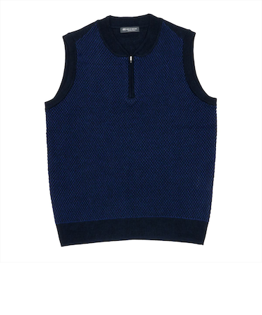 キーネックジップニットベスト メンズ