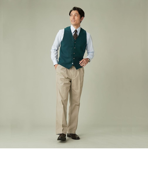 前身布帛ニットジレ メンズ