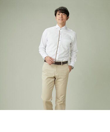 【超形態安定】 ホリゾンタルワイドカラー 長袖 ワイシャツ