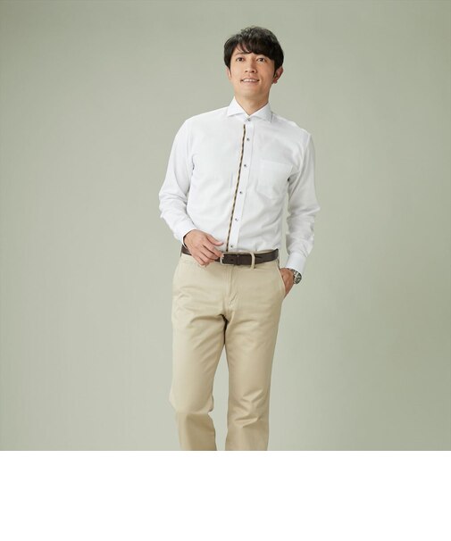 【超形態安定】 ホリゾンタルワイドカラー 長袖 ワイシャツ