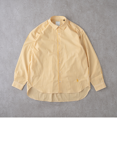 ＆リラックスバックプリーツシャツ＜イエローストライプ＞
