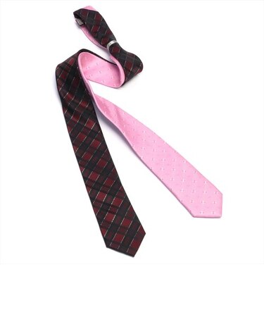 ツインナロータイ リング付・ラメ入り ボルドー×ピンク