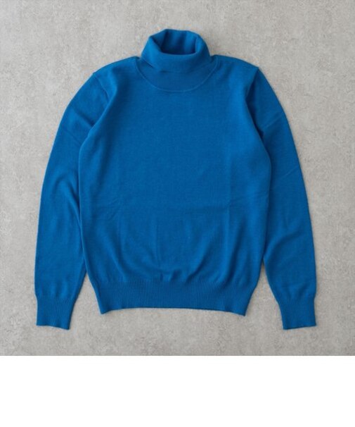 ファインゲージタートルネックニット＜ブルー＞