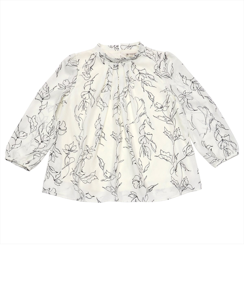 前タックブラウス 長袖 オフホワイト レディース｜トーキョーシャツの