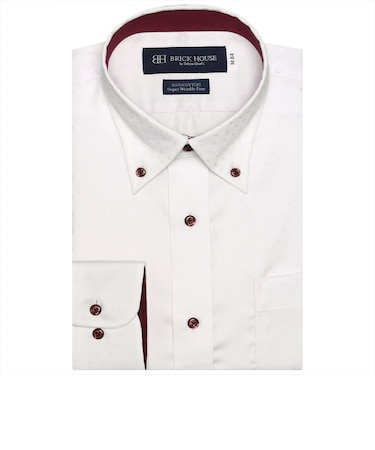 【超形態安定】 プレミアム ボタンダウンカラー 長袖ワイシャツ 綿100%